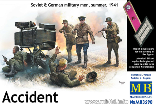 MB3590 1/35 Accident. Soviet/ German military me summer 1941 (5 Figures)