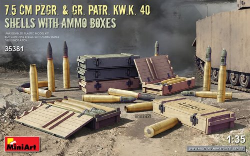 MI35381 1/35 7.5 cm Pzgr.and Gr. Patr. Kw.K. 40 Shells with Ammo Boxes