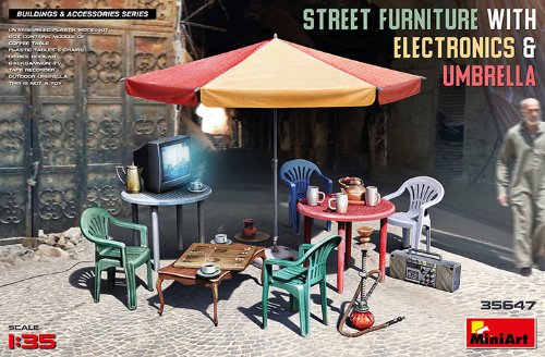 MI35647 1/35 Street Furniture with Electronics and Umbrella