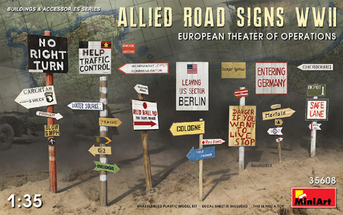 MI35608 1/35 Allied Road Sign WWII.European Theatre of Operations