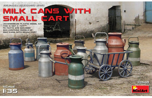 MI35580 1/35 Milk Cans With Small Cart