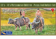 35GM0109 1/35 60&#039;s-70&#039;s Vietnamese Children , Puppy And Buffalo Se