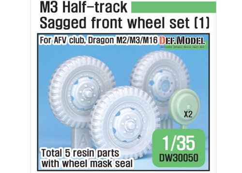 DW30050 1/35 US M2/M3 Half-Track Sagged Front Wheel set
