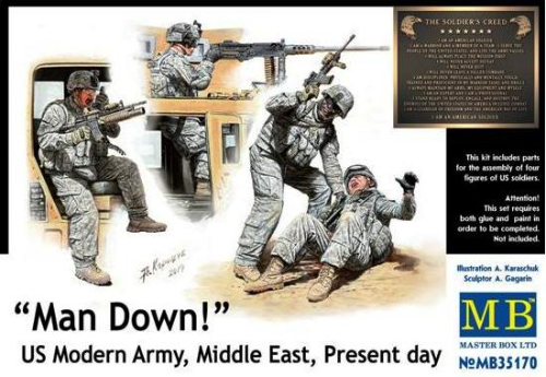 MB35170 1/35 Man Down! US Modern Army, Middle East, Present day (4 Figures)