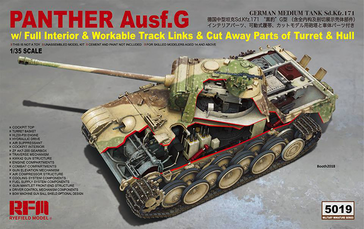 CRM5019 1/35 Panther Ausf.G Interior Kit w/Cut Open Parts of Turret &amp; Hull for Display