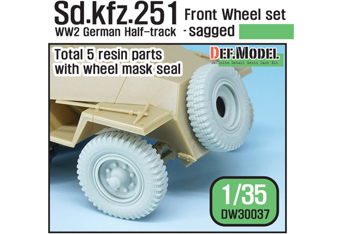 1/35 German Sd. kfz.251 Half-Track Sagged Front Wheel set