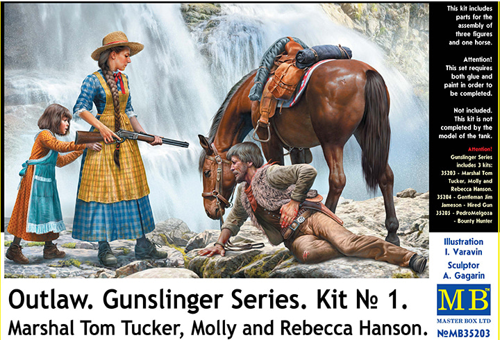 1/35 Outlow Gunslinger series Kit No 1 Marshal Tom Tucker, Molly, Rebecca Hanson