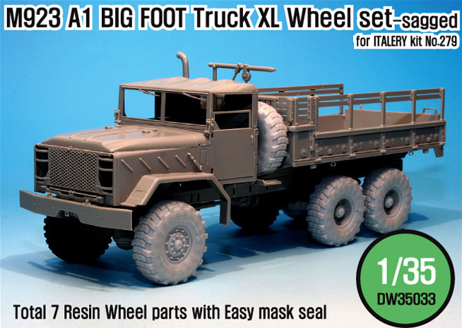 1/35 M923A1 BIG FOOT Truck Michelin XL Sagged Wheel set (for Italeri)