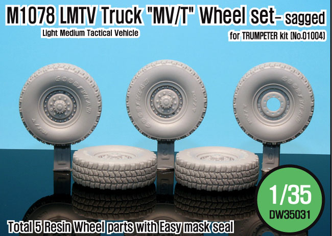 1/35 M1078 LMTV Truck MV/T Sagged Wheel set (for Trumpeter)