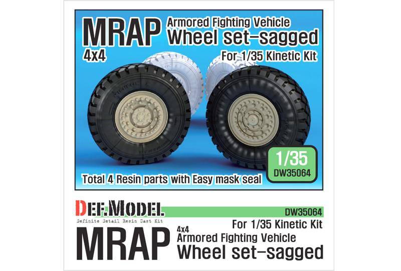 1/35 US MRAP M-pro Sagged wheel set (for Kinetic)