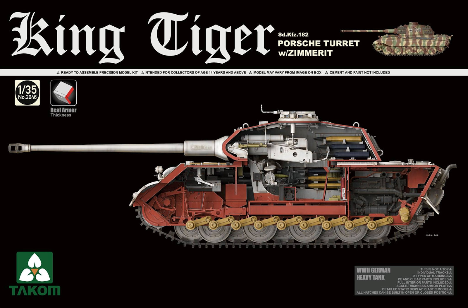 1/35 WWII German Heavy Tank Sd.Kfz.1 King Tiger Porsche Turret w/Zimmerit