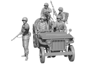 MM586 1/35 WWII U.S.ARMY Infantry and military police in 1/4 ton Truck (3D printed model kit)
