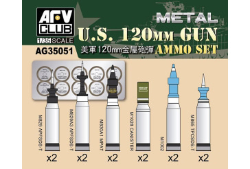 AG35051 1/35 120mm Ammo set - Aluminum -M1a1,M1A2,K1A1,K1A2,K2, Leopard 2