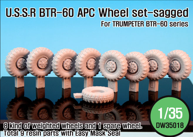 DW35018 1/35 BTR-60 APC Sagged Wheel set (for Trumpeter)